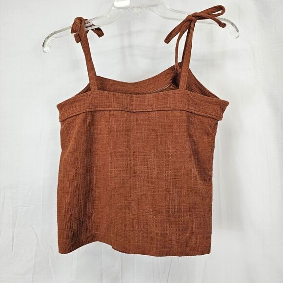 Madewell Tie Shoulder Tank Top Crosshatch In Burnt Orange Women's Size XXS - Picture 6 of 8